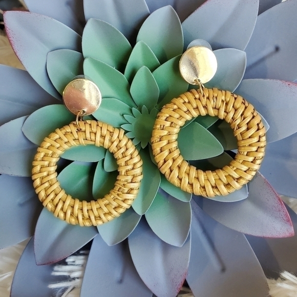 Jewelry - NEW Rattan Boho Woven Earrings